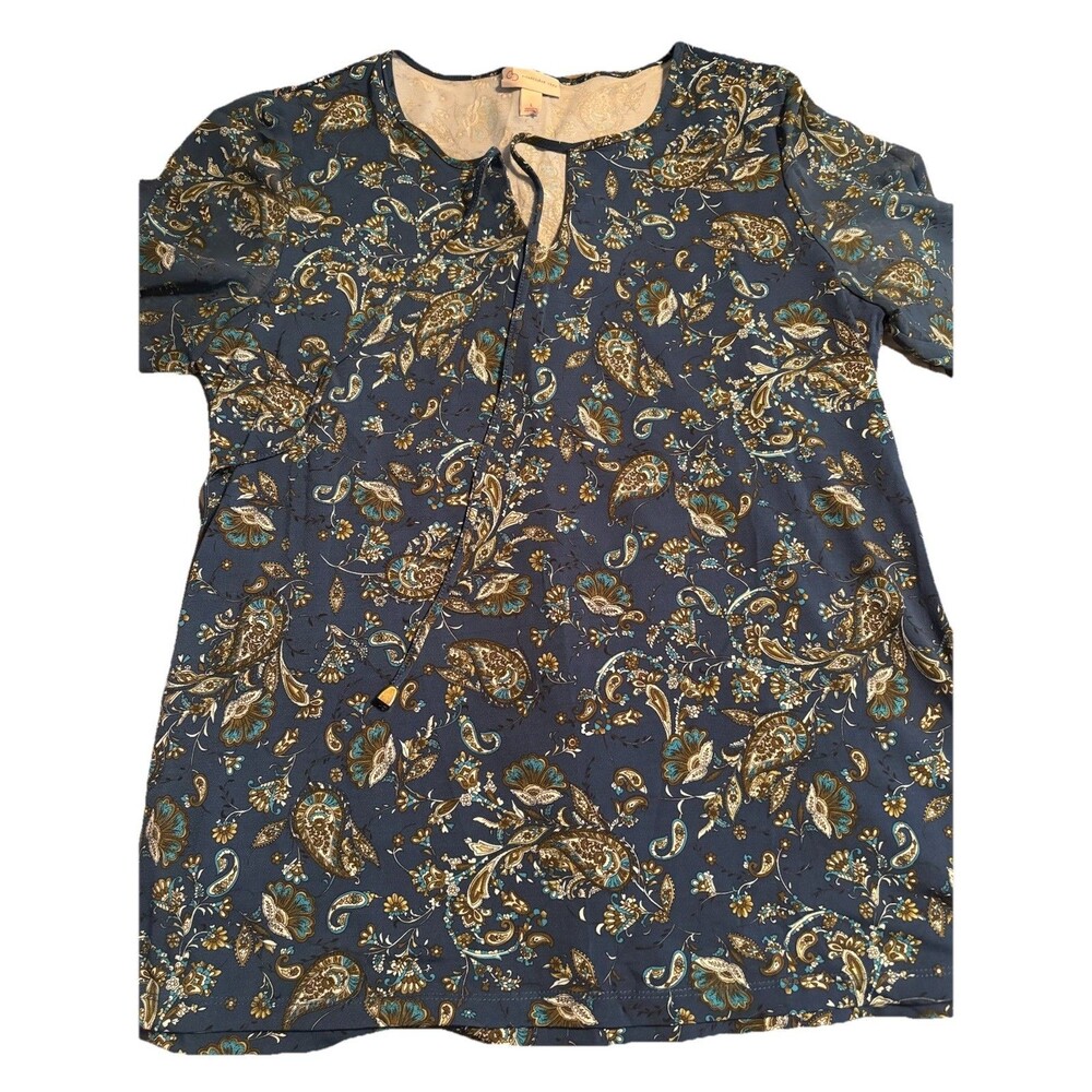 Dress Barn Top Women’s Large Paisley Bohemian Peasant Vibe Easy Country